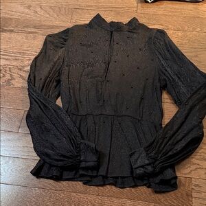 Topshop Black Textured Blouse